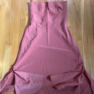Strapless Nude Pink Topshop Midi Dress Mesh